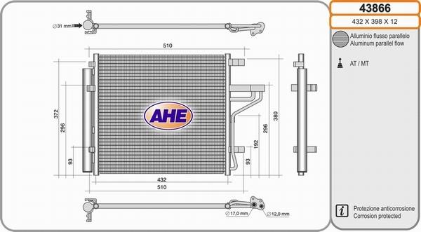 AHE 43866 - Конденсатор, кондиціонер avtolavka.club