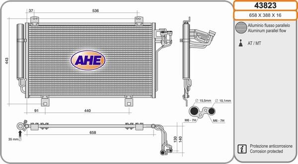 AHE 43823 - Конденсатор, кондиціонер avtolavka.club