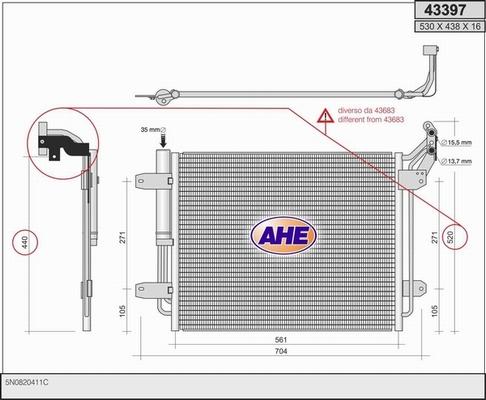 AHE 43397 - Конденсатор, кондиціонер avtolavka.club