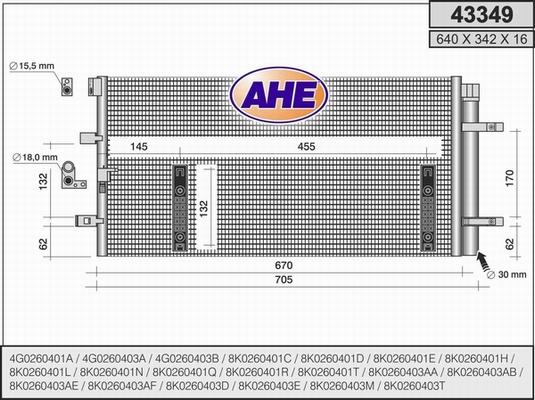 AHE 43349 - Конденсатор, кондиціонер avtolavka.club