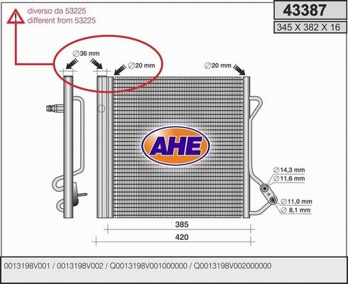 AHE 43387 - Конденсатор, кондиціонер avtolavka.club