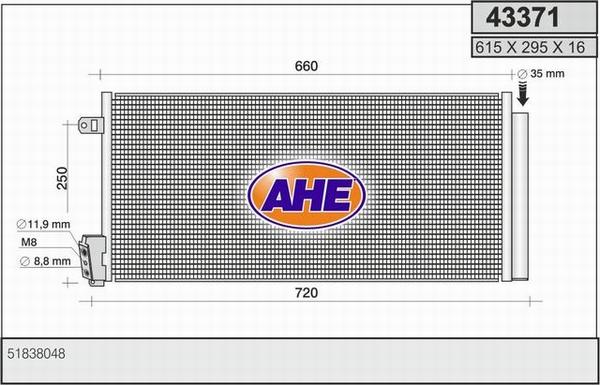 AHE 43371 - Конденсатор, кондиціонер avtolavka.club