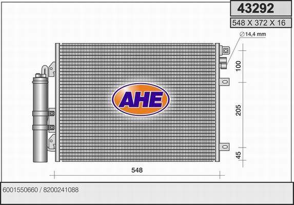 AHE 43292 - Конденсатор, кондиціонер avtolavka.club