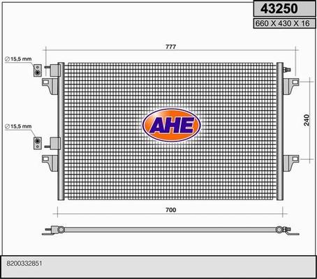 AHE 43250 - Конденсатор, кондиціонер avtolavka.club