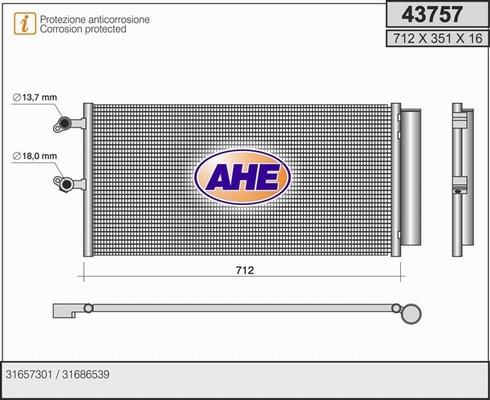 AHE 43757 - Конденсатор, кондиціонер avtolavka.club