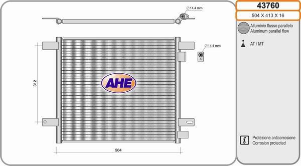 AHE 43760 - Конденсатор, кондиціонер avtolavka.club