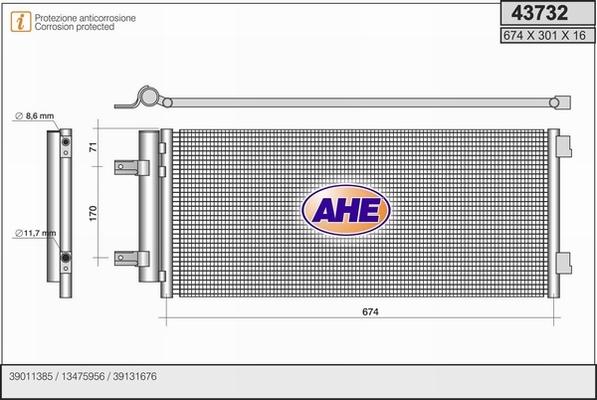 AHE 43732 - Конденсатор, кондиціонер avtolavka.club