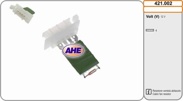 AHE 421.002 - Додатковий резистор, електромотор - вентилятор радіатора avtolavka.club