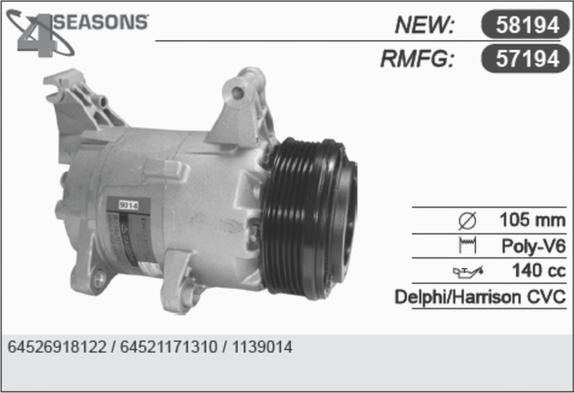 AHE 58194 - Компресор, кондиціонер avtolavka.club