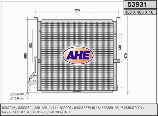 AHE 53931 - Конденсатор, кондиціонер avtolavka.club