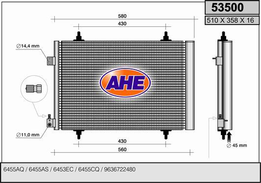 AHE 53500 - Конденсатор, кондиціонер avtolavka.club