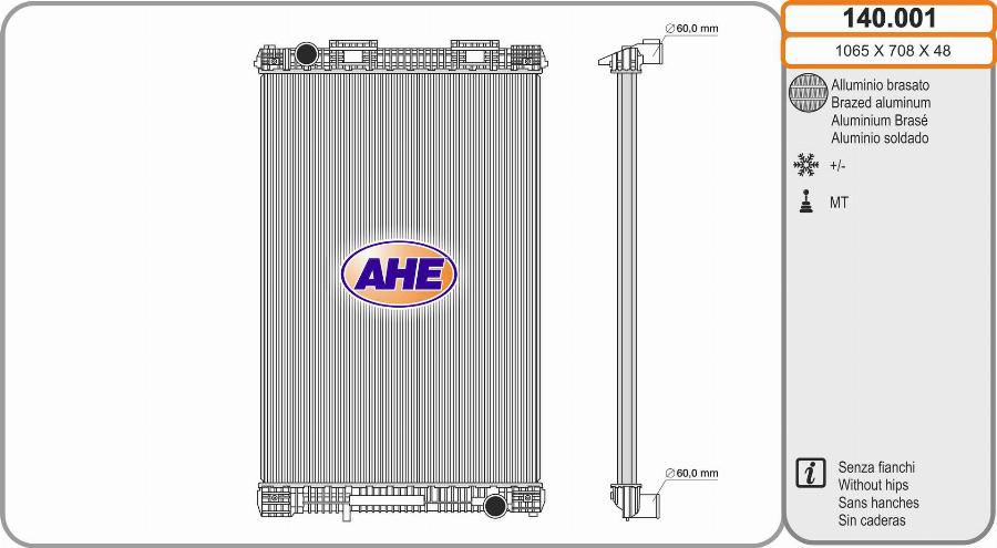 AHE 140.001 - Радіатор, охолодження двигуна avtolavka.club