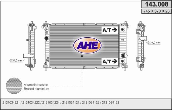 AHE 143.008 - Радіатор, охолодження двигуна avtolavka.club