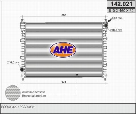 AHE 142.021 - Радіатор, охолодження двигуна avtolavka.club