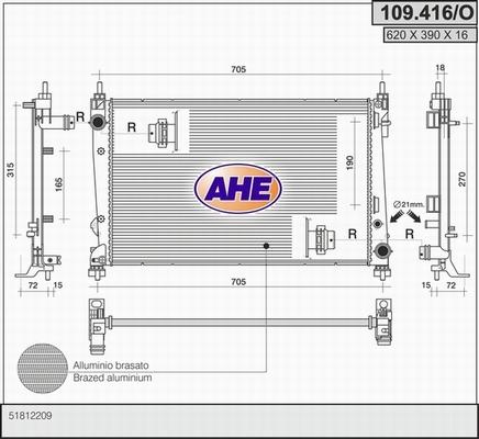 AHE 109.416/O - Радіатор, охолодження двигуна avtolavka.club