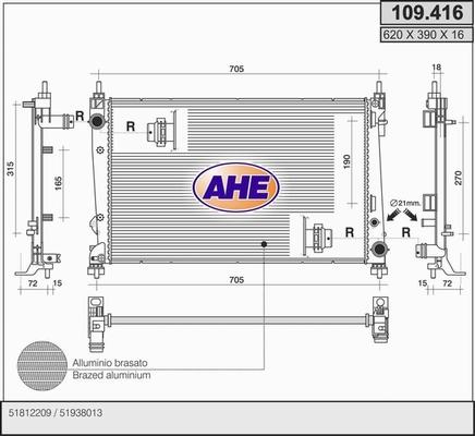 AHE 109.416 - Радіатор, охолодження двигуна avtolavka.club