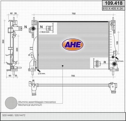 AHE 109.418 - Радіатор, охолодження двигуна avtolavka.club