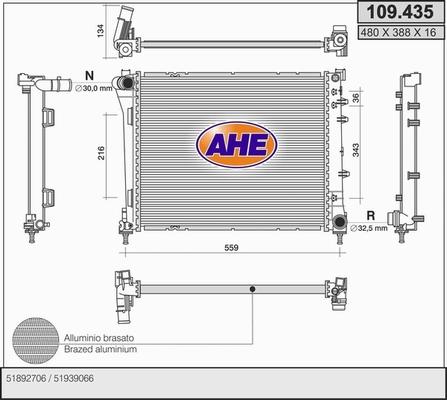 AHE 109.435 - Радіатор, охолодження двигуна avtolavka.club