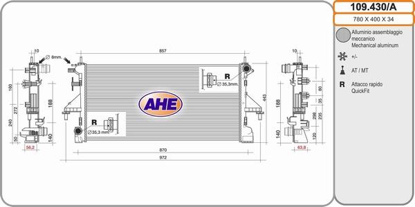 AHE 109.430/A - Радіатор, охолодження двигуна avtolavka.club