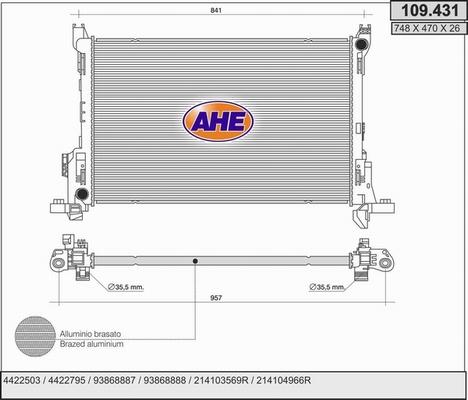 AHE 109.431 - Радіатор, охолодження двигуна avtolavka.club