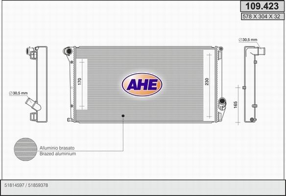 AHE 109.423 - Радіатор, охолодження двигуна avtolavka.club