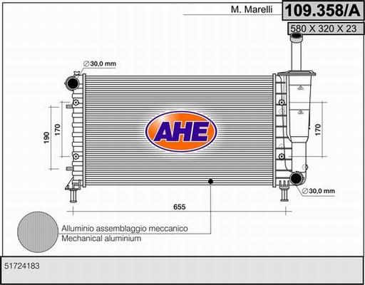 AHE 109.358/A - Радіатор, охолодження двигуна avtolavka.club