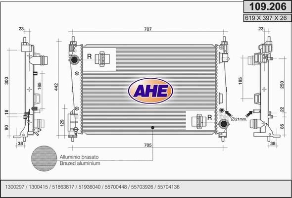 AHE 109.206 - Радіатор, охолодження двигуна avtolavka.club