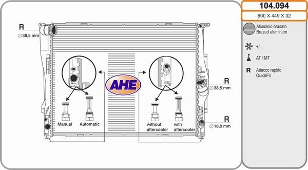 AHE 104.094 - Радіатор, охолодження двигуна avtolavka.club