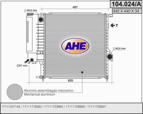 AHE 104.024/A - Радіатор, охолодження двигуна avtolavka.club