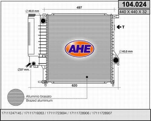 AHE 104.024 - Радіатор, охолодження двигуна avtolavka.club