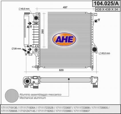 AHE 104.025/A - Радіатор, охолодження двигуна avtolavka.club