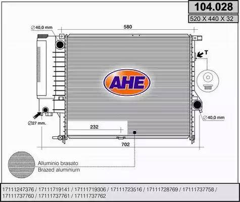 AHE 104.028 - Радіатор, охолодження двигуна avtolavka.club