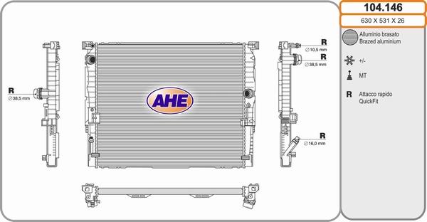 AHE 104.146 - Радіатор, охолодження двигуна avtolavka.club