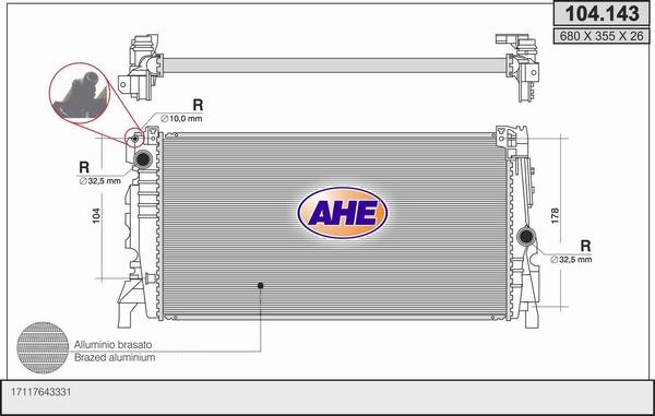 AHE 104.143 - Радіатор, охолодження двигуна avtolavka.club