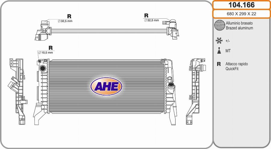 AHE 104.166 - Радіатор, охолодження двигуна avtolavka.club