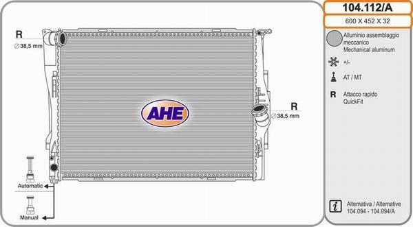 AHE 104.112/A - Радіатор, охолодження двигуна avtolavka.club