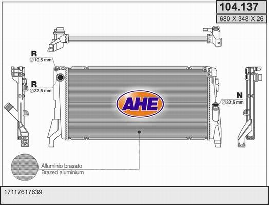 AHE 104.137 - Радіатор, охолодження двигуна avtolavka.club