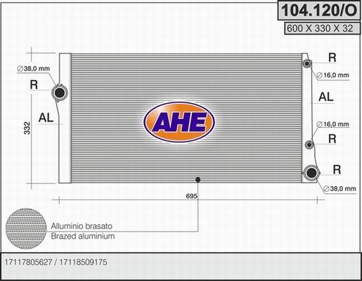 AHE 104.120/O - Радіатор, охолодження двигуна avtolavka.club