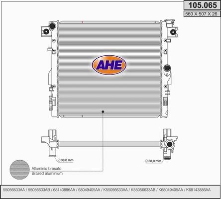 AHE 105.065 - Радіатор, охолодження двигуна avtolavka.club
