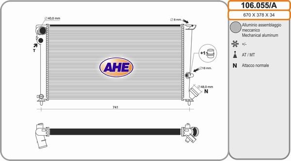 AHE 106.055/A - Радіатор, охолодження двигуна avtolavka.club