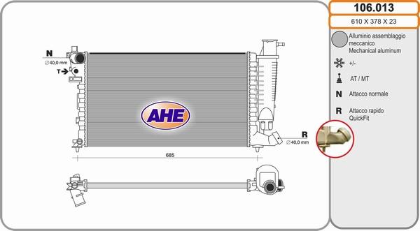 AHE 106.013 - Радіатор, охолодження двигуна avtolavka.club