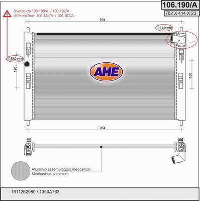 AHE 106.190/A - Радіатор, охолодження двигуна avtolavka.club