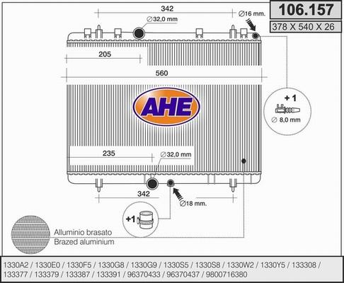 AHE 106.157 - Радіатор, охолодження двигуна avtolavka.club