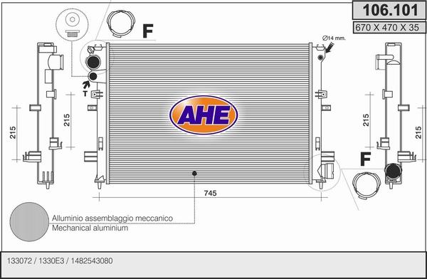 AHE 106.101 - Радіатор, охолодження двигуна avtolavka.club