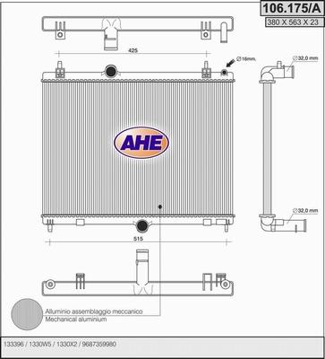 AHE 106.175/A - Радіатор, охолодження двигуна avtolavka.club