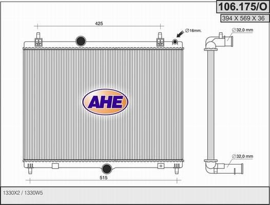 AHE 106.175/O - Радіатор, охолодження двигуна avtolavka.club