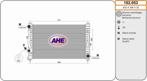 AHE 102.053 - Радіатор, охолодження двигуна avtolavka.club