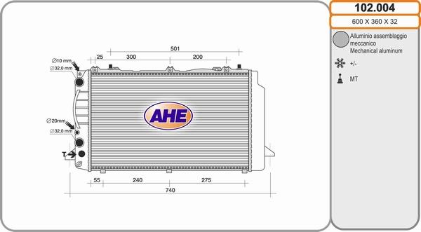 AHE 102.004 - Радіатор, охолодження двигуна avtolavka.club