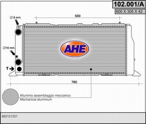 AHE 102.001/A - Радіатор, охолодження двигуна avtolavka.club