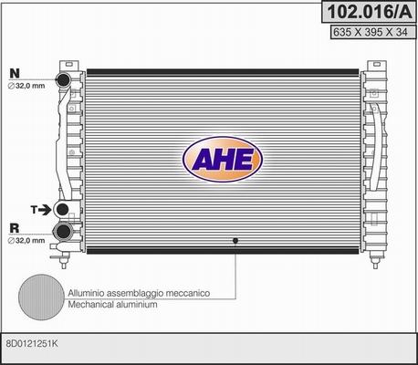AHE 102.016/A - Радіатор, охолодження двигуна avtolavka.club